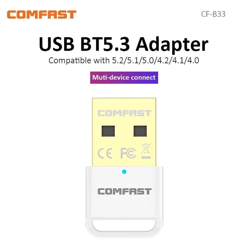 Adattatore USB COMFAST, dongle Bluetooth senza driver per dispositivi BT, ricevitore per trasferimento dati musicali per desktop/laptop BT5.2/5.1/5.0/4.2
