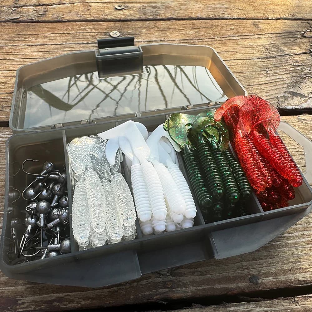 50 Pieces Soft Silicone To T Coda, 5 cm Woven, 2g Metallic Esca with Head Jigging, Fishing Equipment, Esche Box, Swimbait