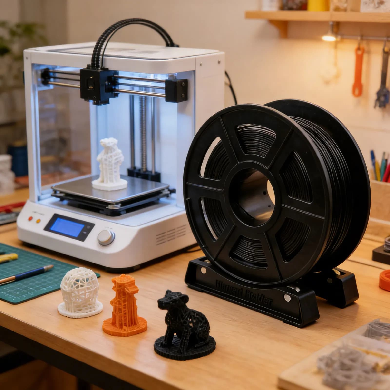 Support for 3D Printer Filament Bobbin, Stable Desktop Printing Environment Brace, Compact Filament Door for PLA and ABS