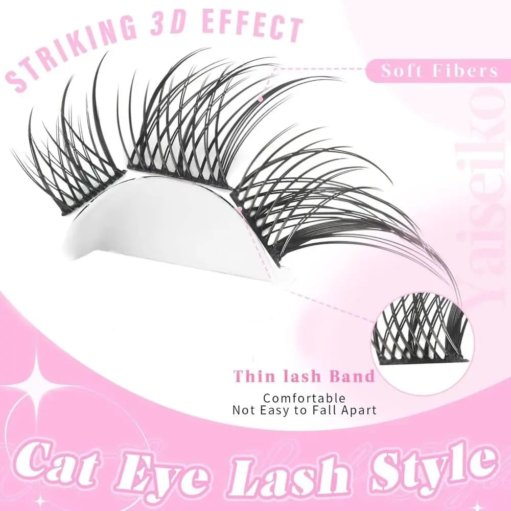 Nuove Ciglia Finte 3D Cat Eye Autoadesive Effetto Wispy C Curl, Ciglia Finte Manga Fox per Extension Ciglia Fai da Te
