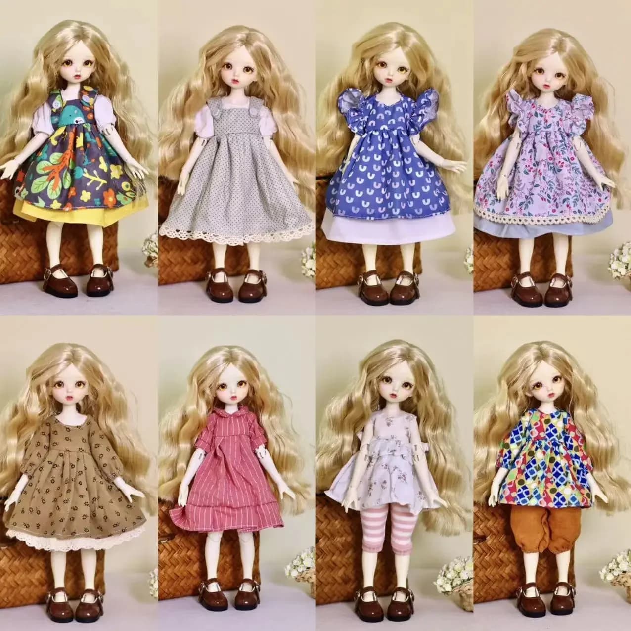 Cute 1/6 Bjd Doll Outfit 30cm Doll Changing Clothes Pastoral Princess Style Dress Doll Accessories Girl Toys