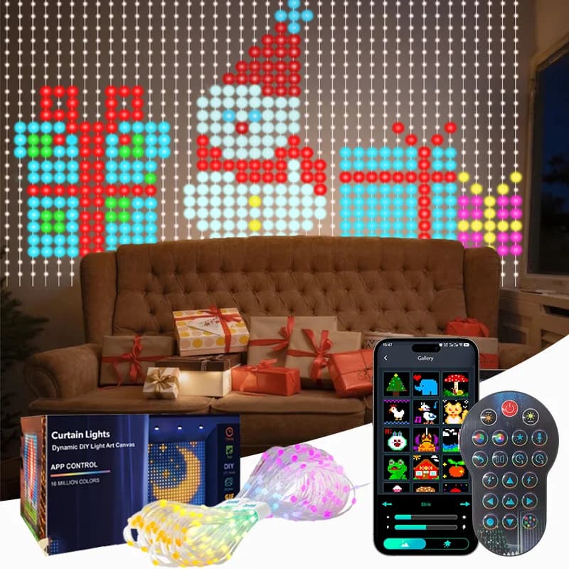 Luci per tende intelligenti Luci a LED per tende da fata Luci a sospensione per finestre Sincronizzazione musicale che cambia colore fai-da-te per la decorazione della festa di Natale