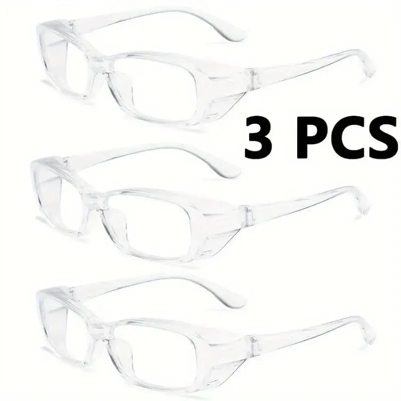3PCS Anti Fog Safety Glasses with Side Guard and Wide Lens Cover Anti Blue Light Lightweight and Comfortable