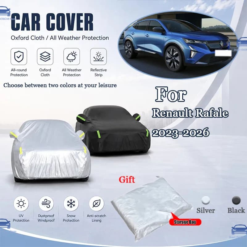For Renault Rafale 2023-2026 All Weather Oxford Car Cover Uv Snow Dustproof Reflective Strip Outdoor Protection