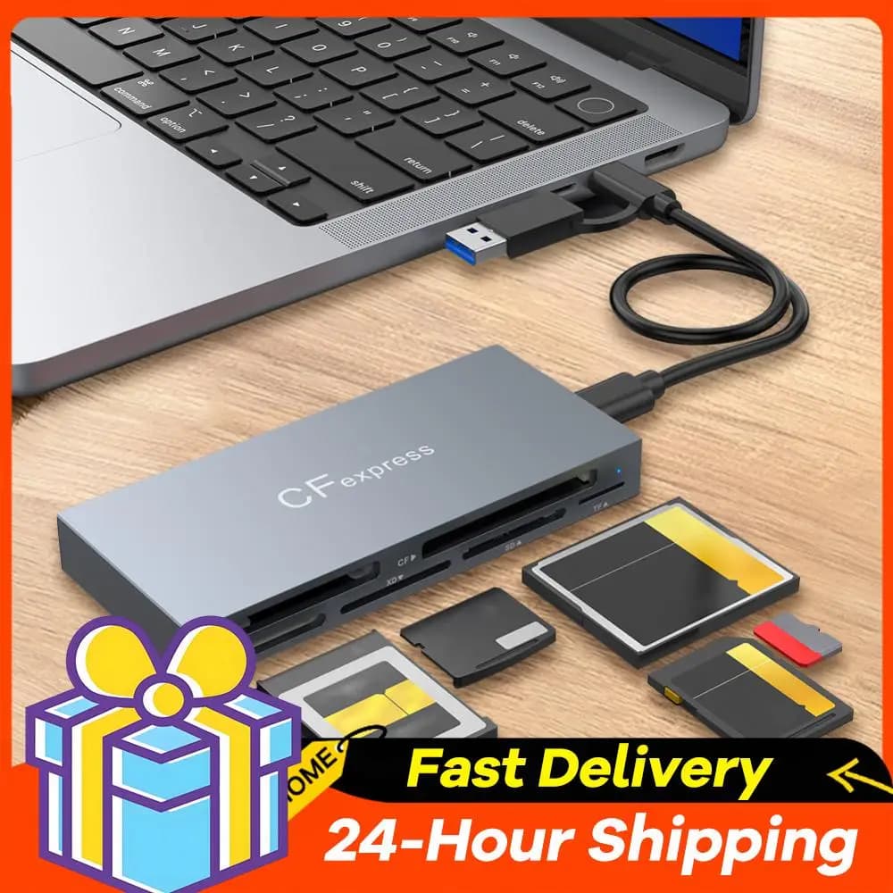 Lettore di schede multiuso 6 in 1 CFexpress Type B/CF/XD/MS/SD/TF da 10 Gbps con cavo per Windows XP OS