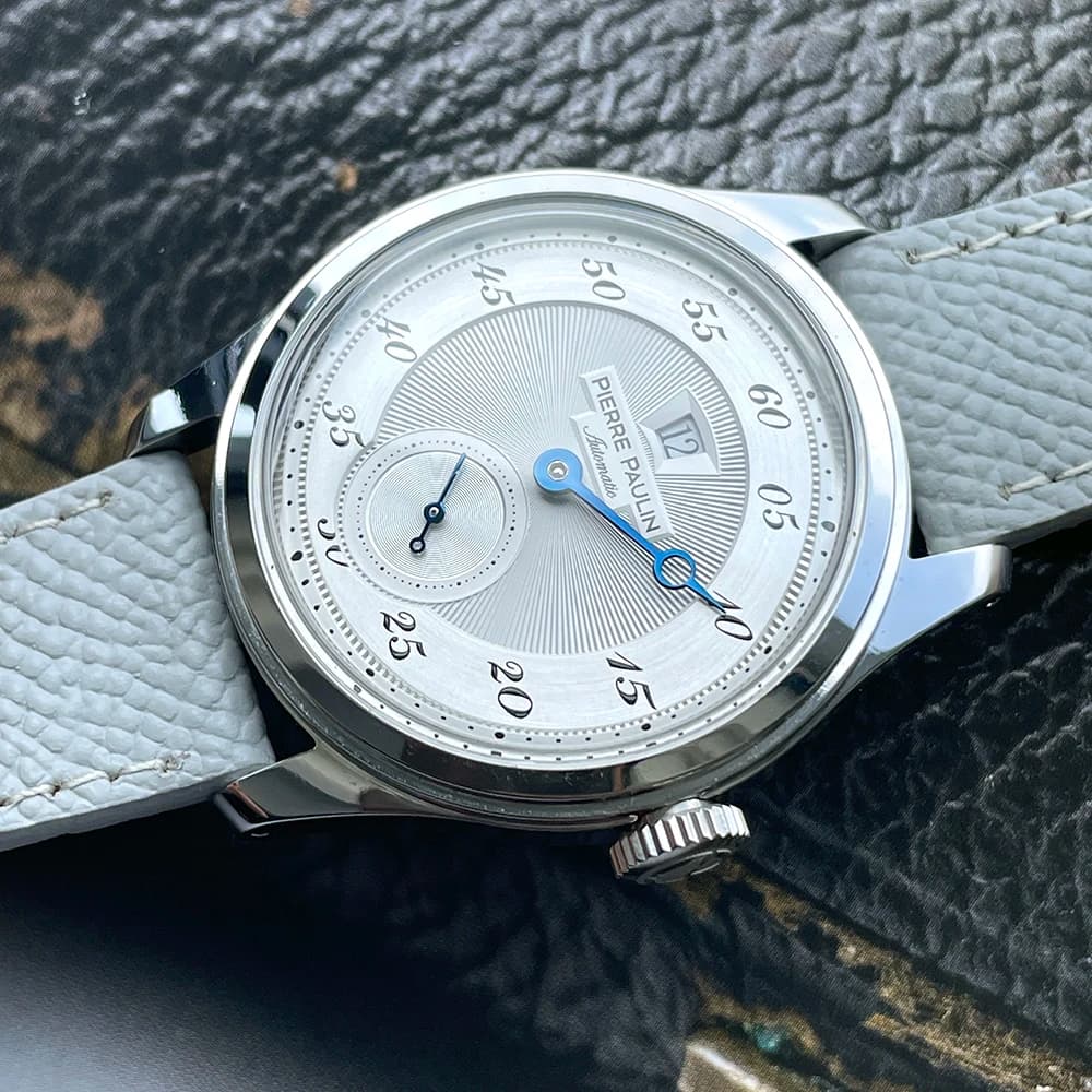 NUOVO Pierre Paulin Jumping Hour Orologio da uomo quadrante bianco automatico St17 orologio meccanico vintage datario 38mm Reloj Hombre