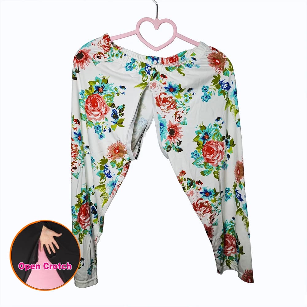 New Women's Invisible Zipper Open-file Pants Summer Leggings Women's Thin Seven-point Pants Elastic Crotch-free Pants