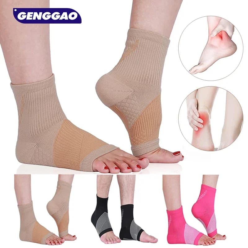1 paio di maniche a compressione per caviglia, calze a compressione per cavigliera con supporto per arco per fascite plantare gonfiore sollievo dal dolore