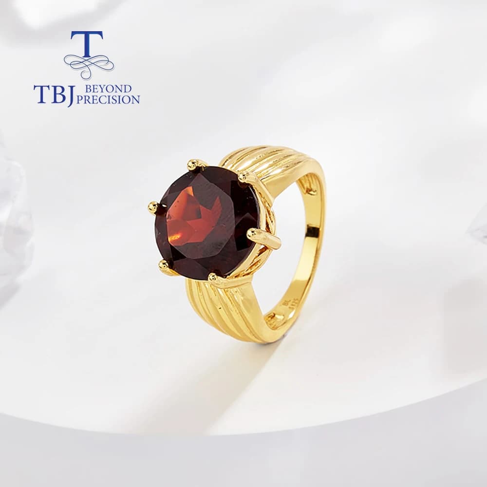 Anello in argento sterling 925 con granato naturale, lusso discreto, regalo per anniversario da donna 2026