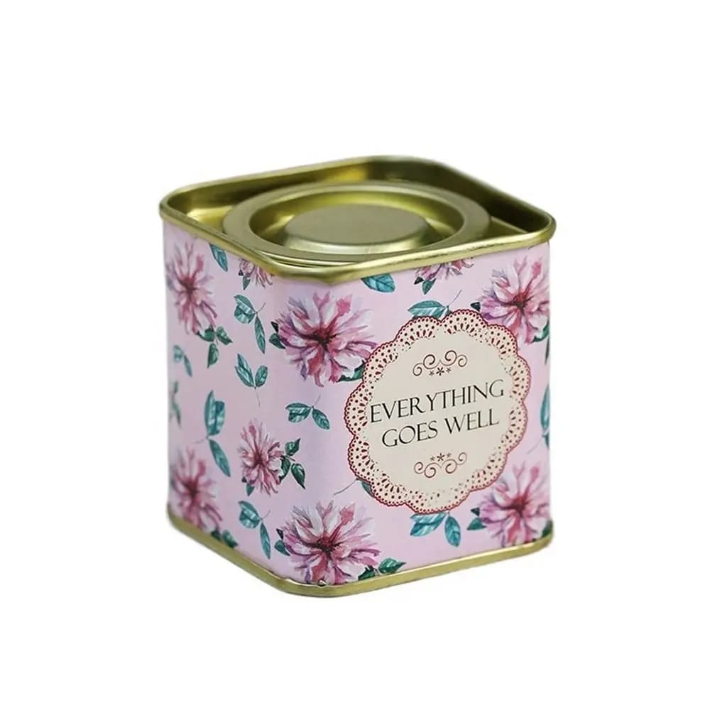 Container Tinplate Tea Tin Box Square Sealed Metal Tea Can Portable Small Tea