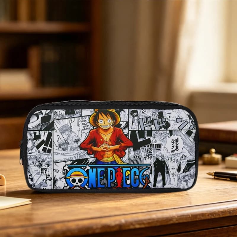 Anime Luffy Cancas Student Pencilcase One Pieces Print Pencil Bag School Supplies Stationery Storage Pouch Pen Box Case