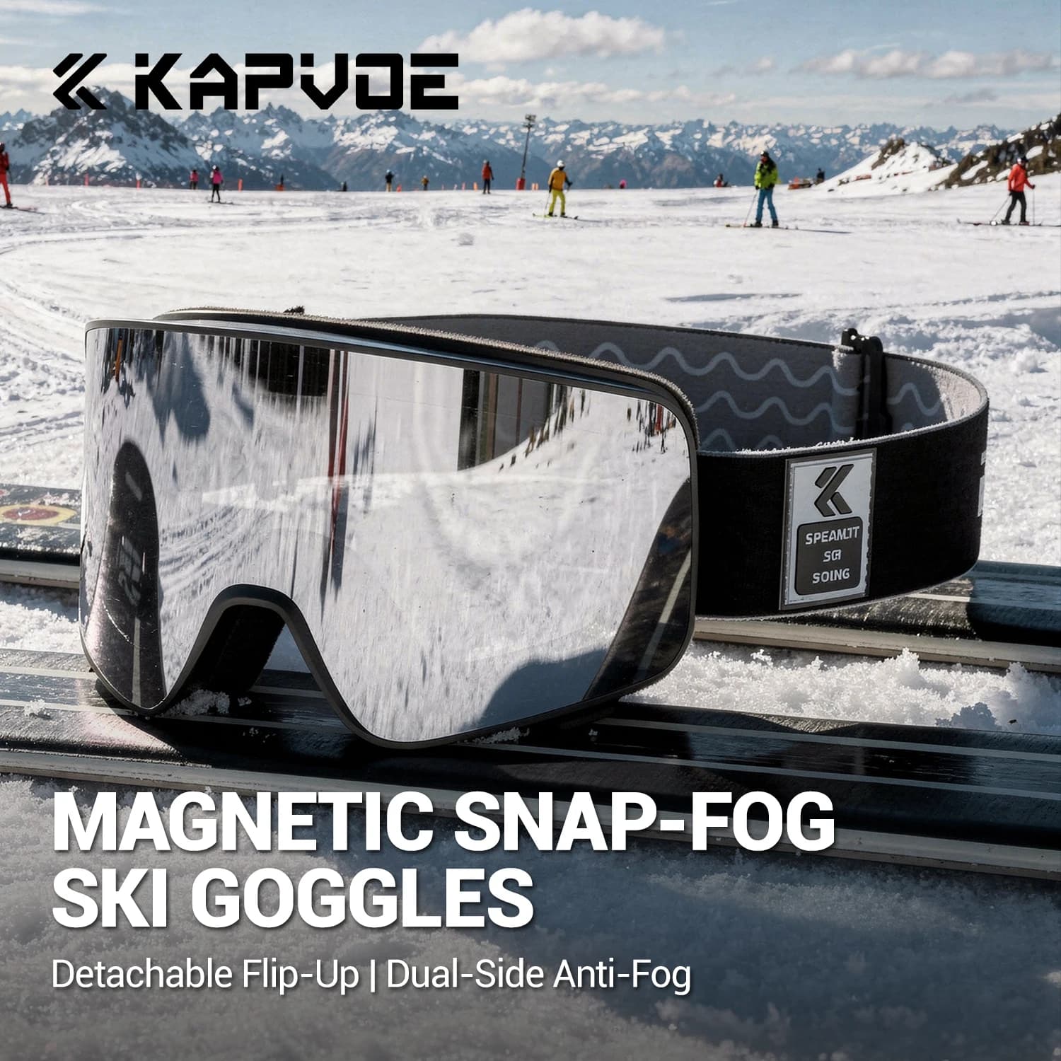 Kapvoe Occhiali da sci fotocromatici Lenti flip-up antiappannamento magnetiche Protezione UV400 Occhiali da sci da donna Occhiali da sole sportivi da neve da uomo