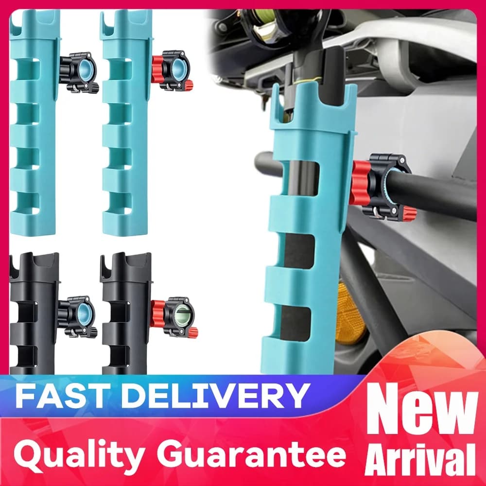 1Pcs 17-24mm Adjustable Rod Rack Bracket 360° Rotatable Motorcycle Fishing Rod Holder For Electric Bike Scooter ATV Fishing Gear