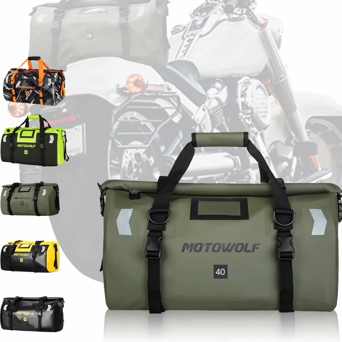 Borse da coda impermeabili universali per moto Borse per sedili posteriori Borsa da viaggio da campeggio per ciclismo Borsa da viaggio sportiva per scooter per moto 66L 40L