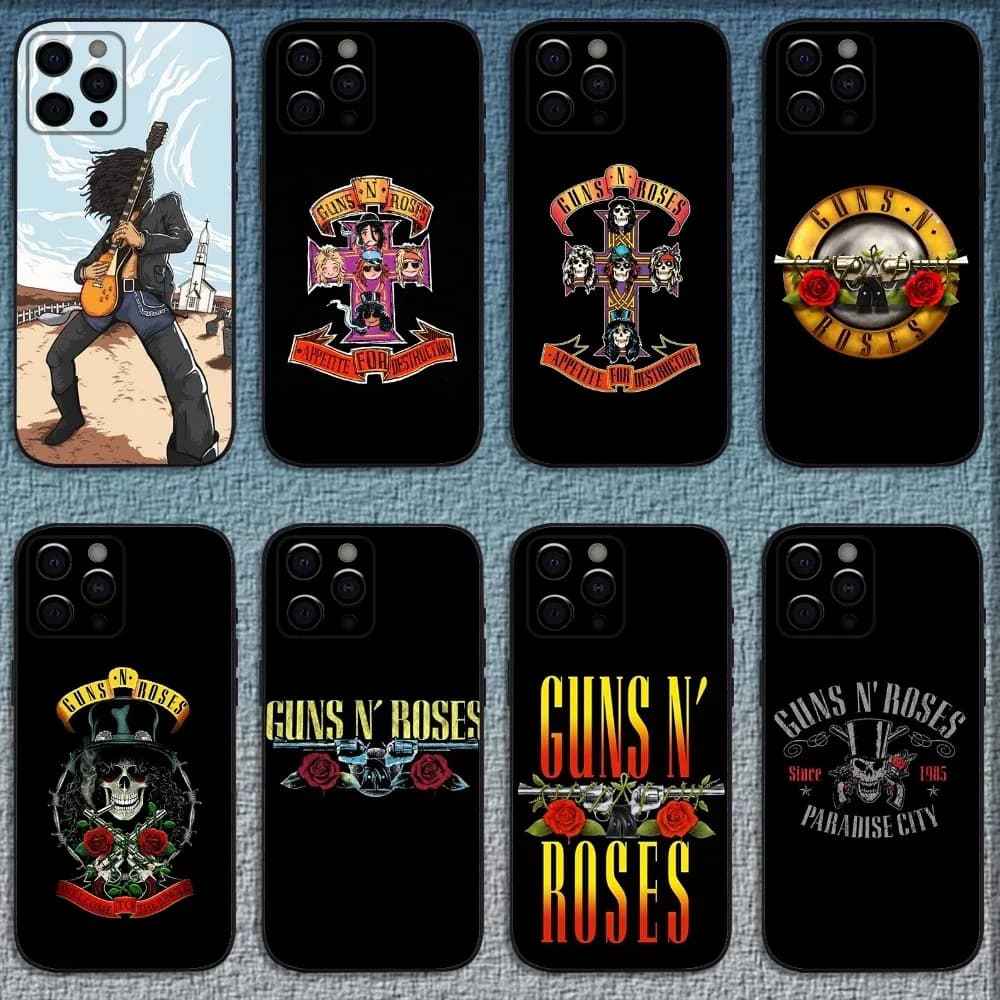 Cover per Telefono Band G-Guns N' Roses per iPhone 17 16 15 14 13 12 11 Pro Max Mini SE 7 8 Plus 16E Air Antiurto Antiscivolo