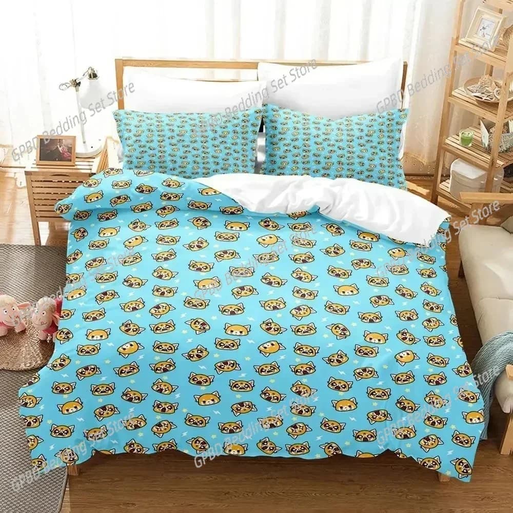 Cartoons Aggretsuko 3D NEW Duvet Cover Pillowcase Bedding Set Adult Boy Girl Bedroom Decoration Children Single Double Large