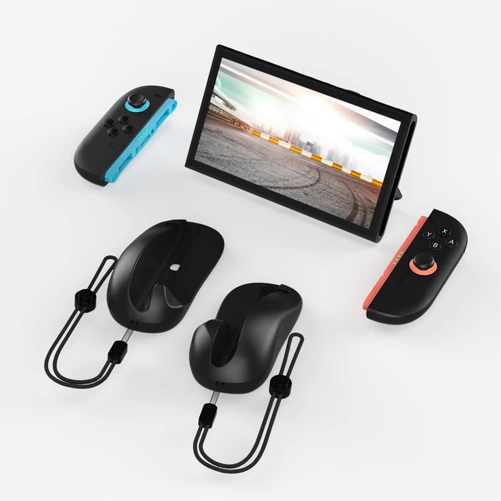 2Pcs Game Controller Mouse Base with Lanyard Left+Right Controller Bracket Stand Holder Ergonomic Game Handle Case for NS2