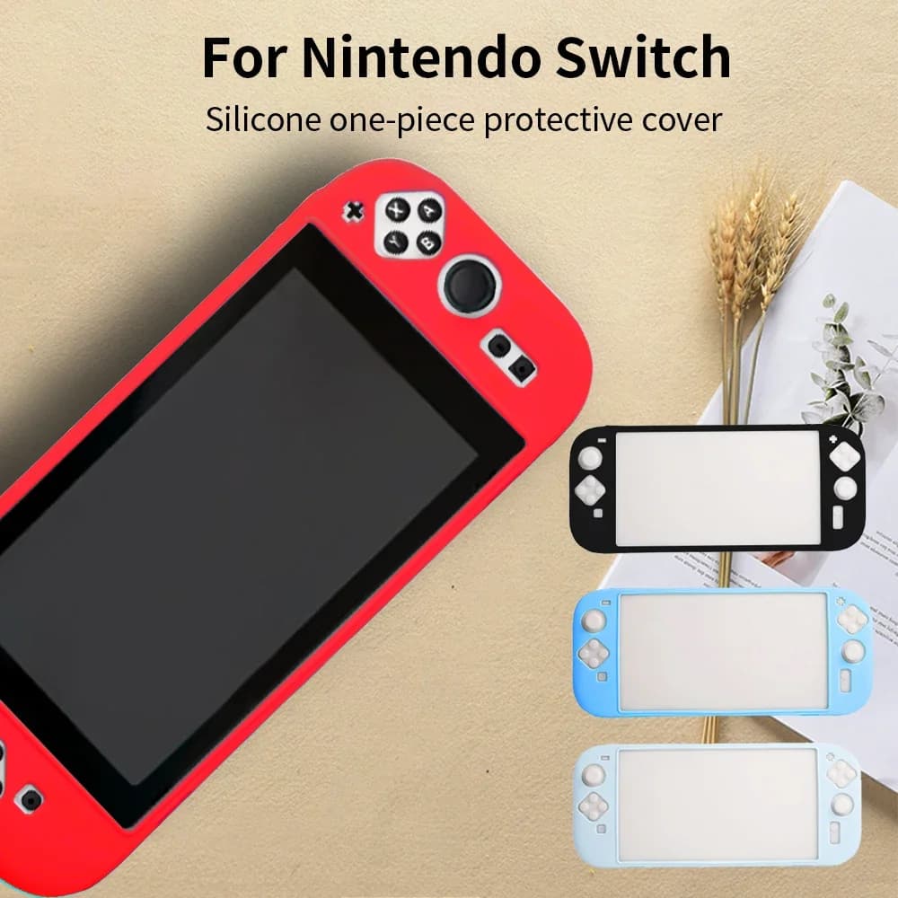 Silicone Case For Nintendo Switch Non-Slip Shockproof Covers Half Pack Cases TPU Soft Rubber Solid Color