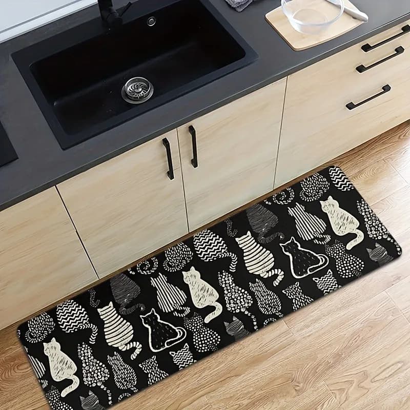 1PC Cartoon Gatti modello Tappeti da cucina Tappetini antiscivolo Design pop Tappeti da soggiorno Tappetino da bagno Tappeto per la casa Lavanderia Decor
