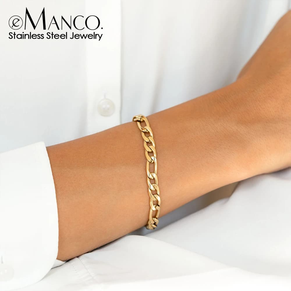 eManco Women's Bracelet with Chain Mesh Fiber Stainless Steel Bracelet with Gold Color Pendants Chain Bracelets for Women's Gifts