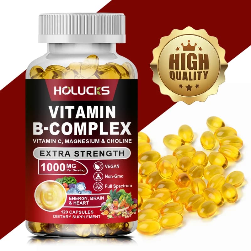 Vitamin B Complex Supplement, B1 Rich, B2, B3, B5, B6, Biotin, for Strength and Energy, Brain and Heart Support, Promotes Metabolism