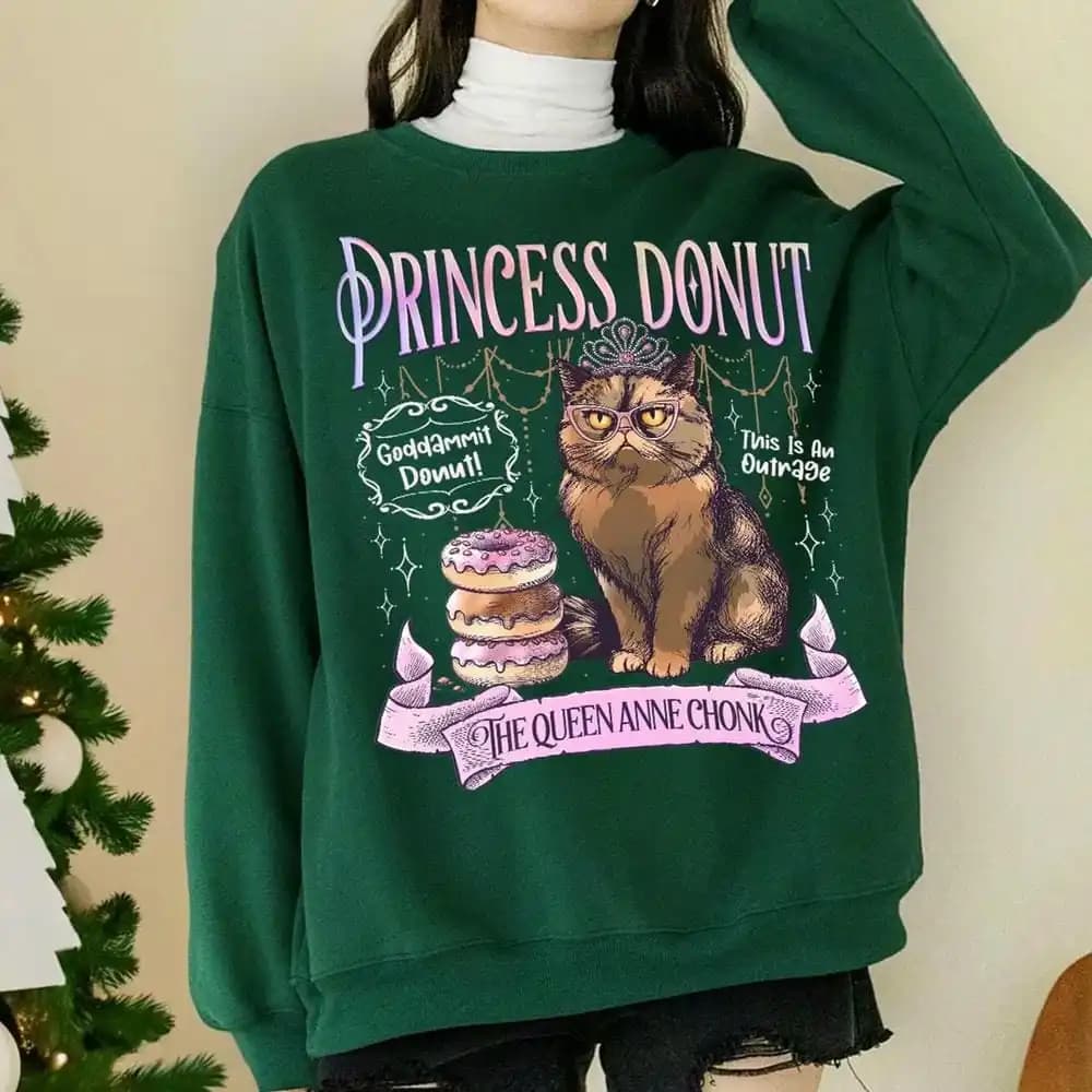 Felpa Princess Donut Dungeon Crawler Carl Pullover Donna Retro Bookish Maglione Regalo per gli amanti dei libri Felpa divertente Streetwear
