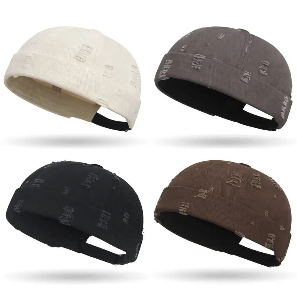 Cappello Beanie alla Moda con Fori, Regolabile, Tinta Unita, Stile Landlord, in Cotone Traspirante, Cappello Hip Hop per Uomo e Donna