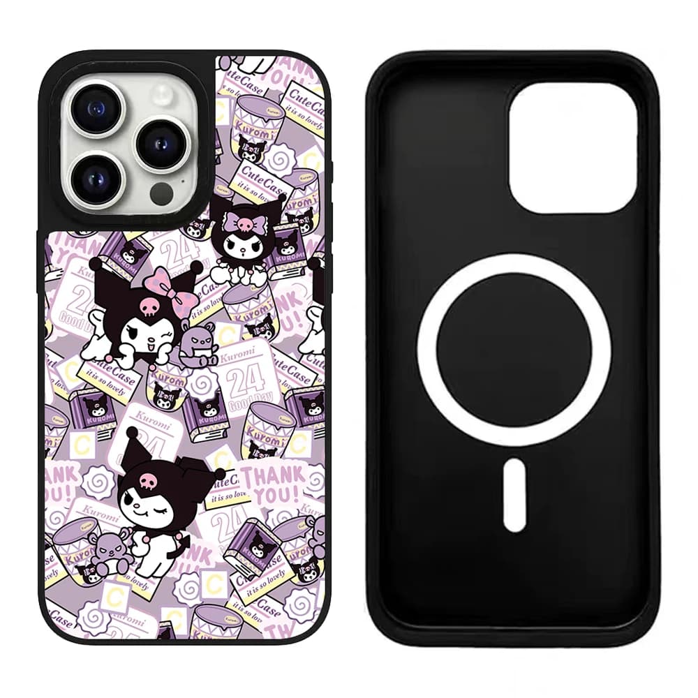 Custodia per telefono magnetica a specchio con cartoni animati, antiurto, compatibile con vari modelli di iPhone 17, 16, 15, 14, 13, 12 Pro Max