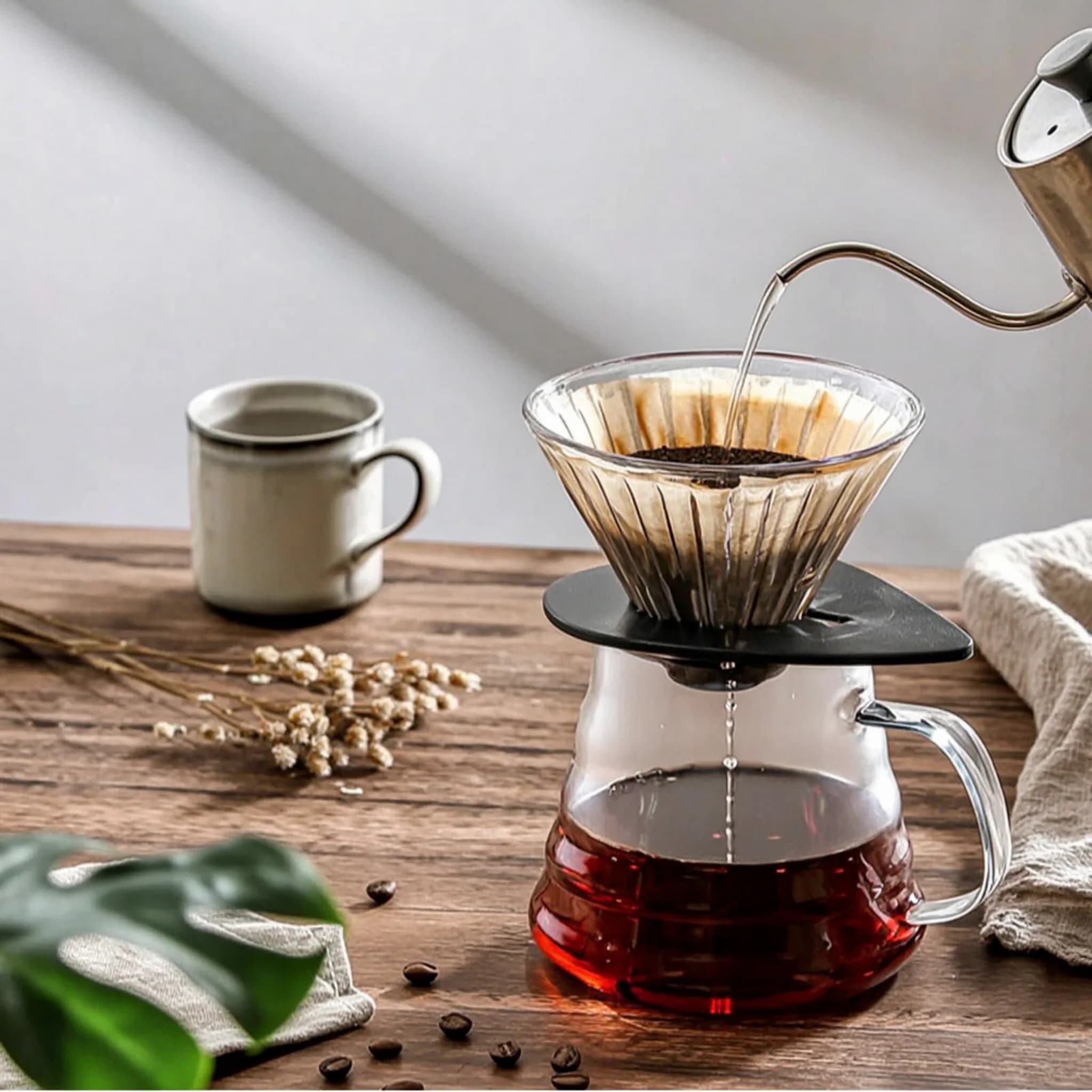 Travel Coffee Maker Kit Portable Coffee Kit with Grinder Gooseneck Kettle Manual Food-Safe for Travelers, Camping, Office
