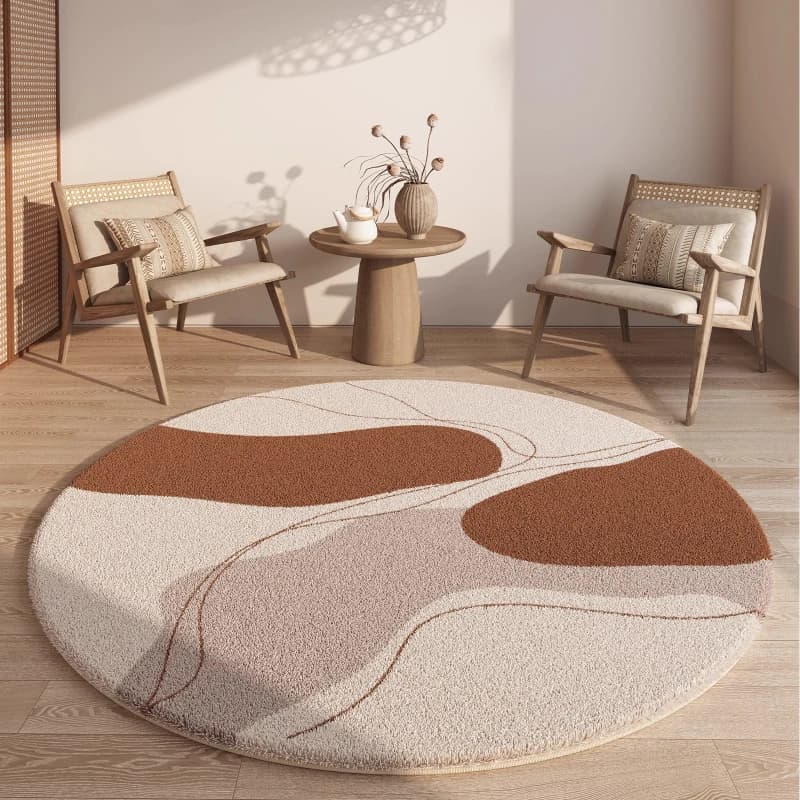 Decorazione del soggiorno in stile moderno Tappeto rotondo Tappeti di peluche spessi per la camera da letto Casa Soffice tappetino morbido Tappeto da comodino lavabile