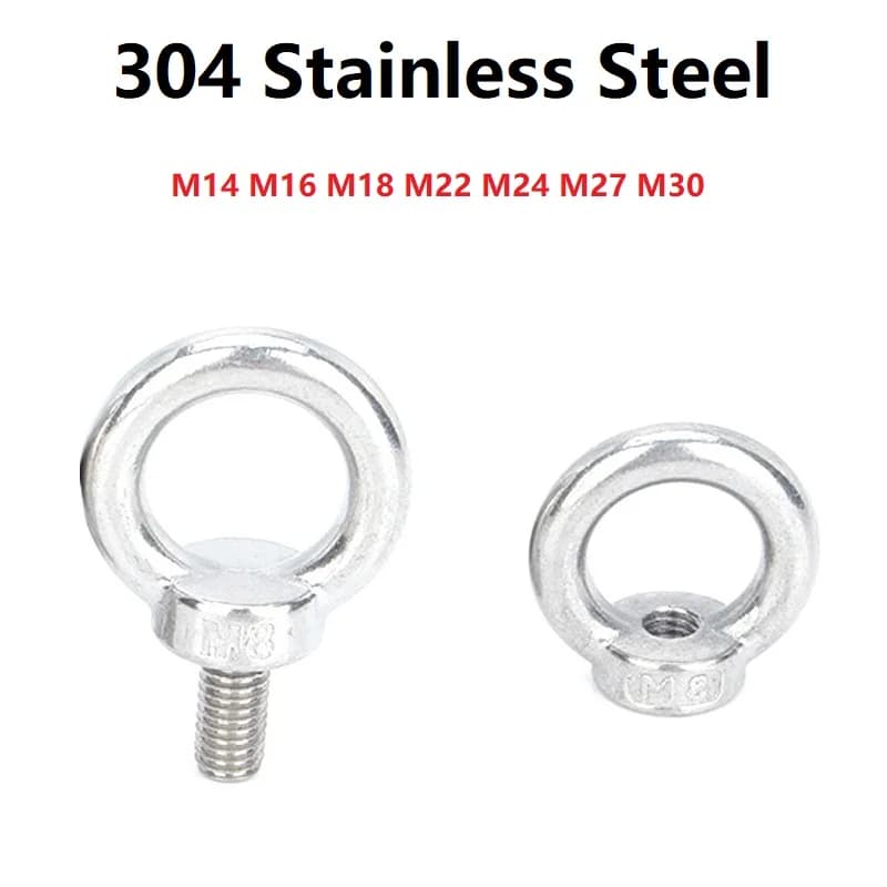 1PCS M14 M16 M18 M22 M24 M27 M30 DIN580 304 Stainless Steel Heavy Duty Marine Lifting Eye Nuts/ Screw Ring For Wire Rope