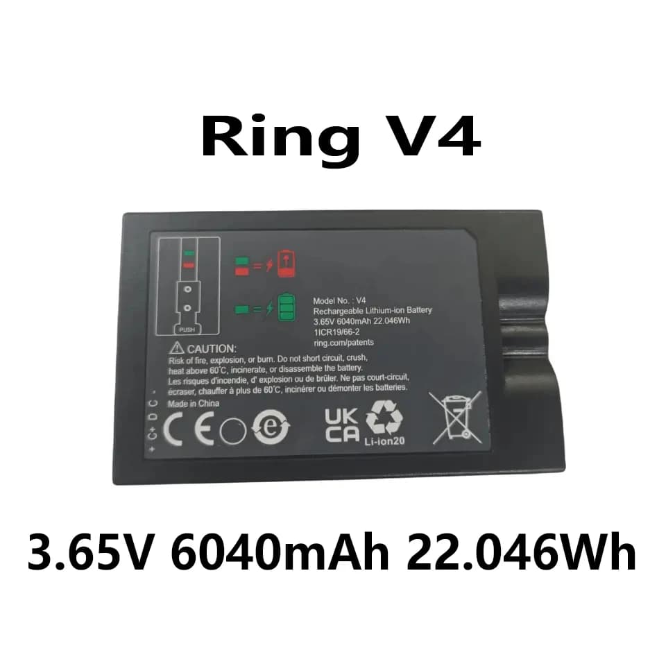 Batteria V4 5AT3S3 5F53E9 3,65 V 6040 mAh 22,046 Wh per campanello video ad anello 2/3/4 sgancio rapido