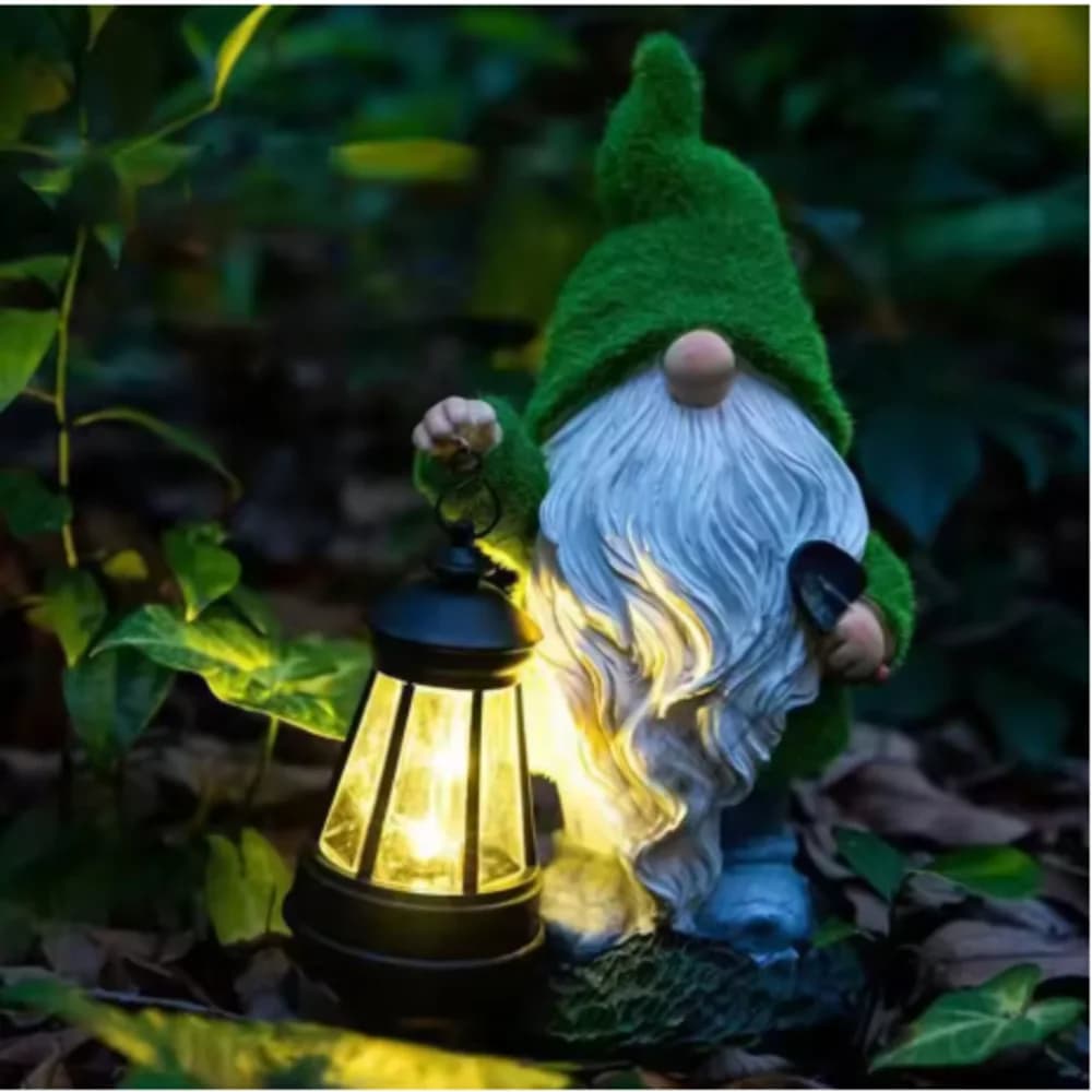 Solar Powered Glow in the Dark Fairy Sculpture Miniature Gnome Outdoor Decorative Statue Light Garden Lawn Patio Decor Lamp