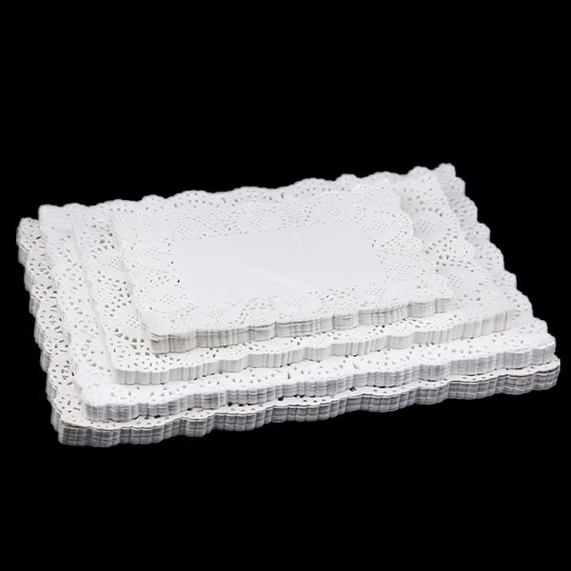 140 pezzi di carta rettangolare in pizzo con fondo floreale da cucina, carta da cucina usa e getta assorbente per pane, torta