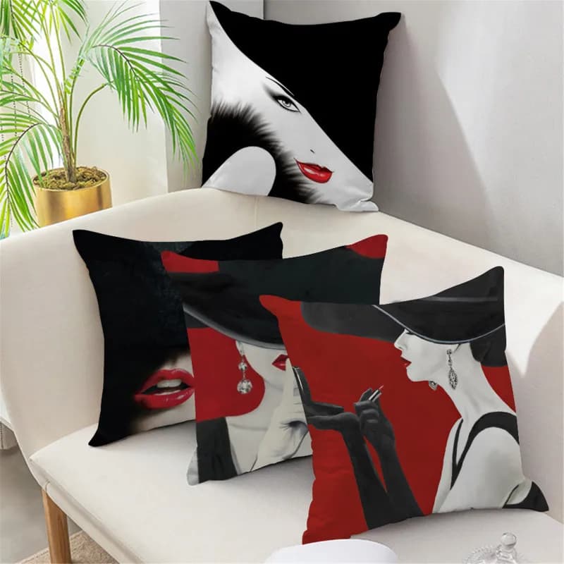Home Decor federa soggiorno elegante signora modello divano rosso nero fodera per cuscino