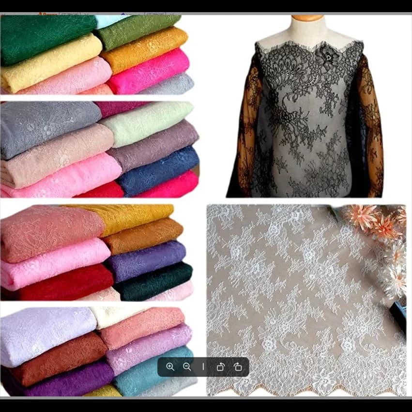 (3m/lotto) Tessuto per ciglia largo 150 cm, tessuti per cucito francese, pizzo Chantilly squisito fai da te, pizzo per abito da sposa per lavori a maglia