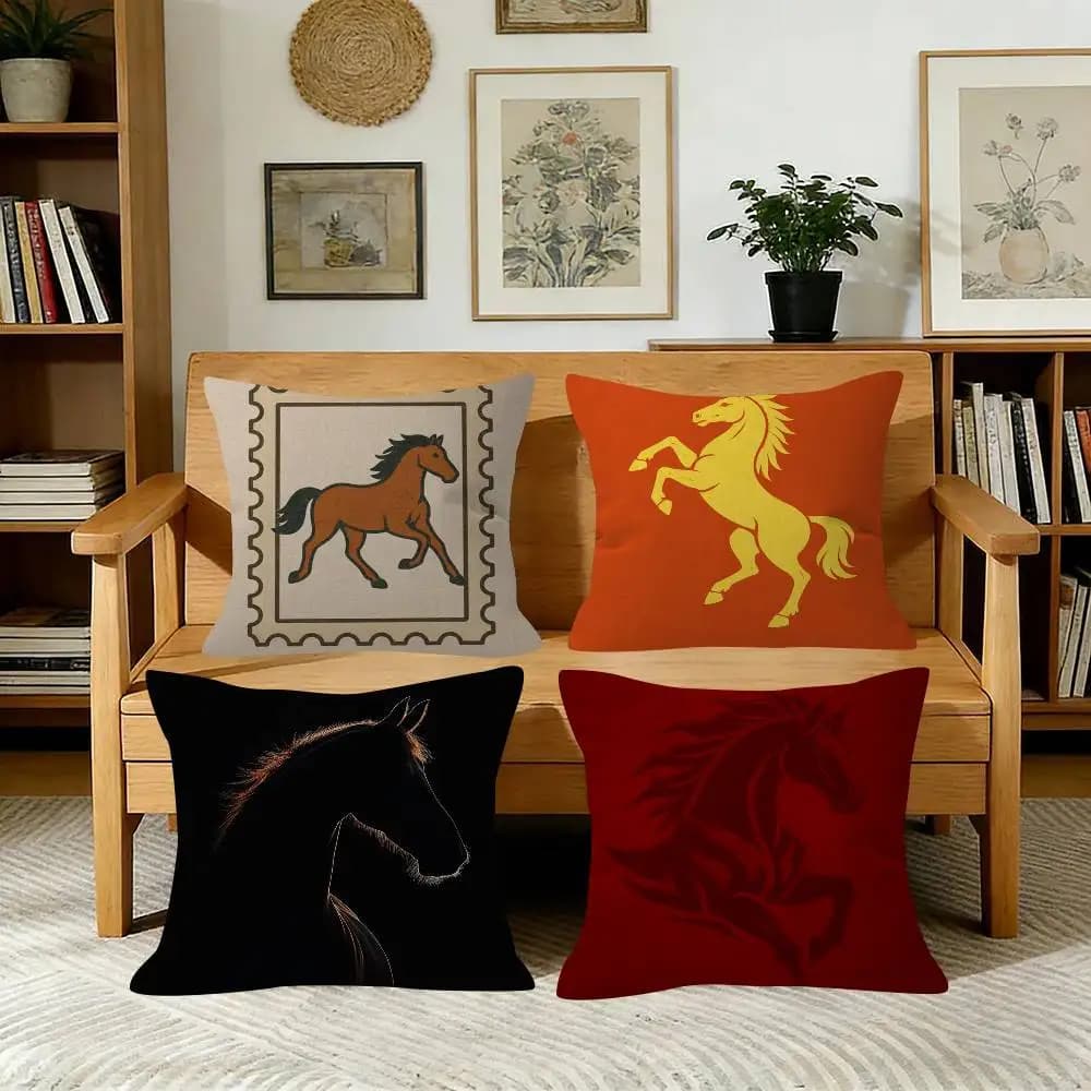 Modern simple geometric light luxury horse Pillowcase toon Gift Cushion Cover Bedroom Home Sofa Chair Seat Decor pillow case