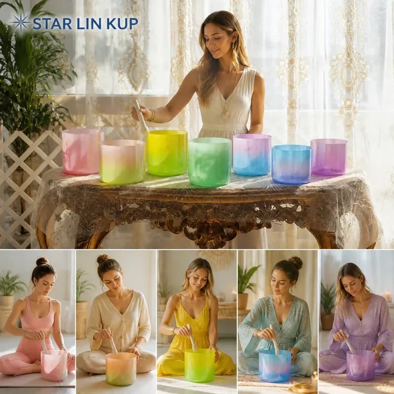 STAR LIN KUP 7 Chakra Crystal Singing Bowl Set Healing Meditation Sound Therapy Yoga Mindfulness Harmony Energy Balance Gift