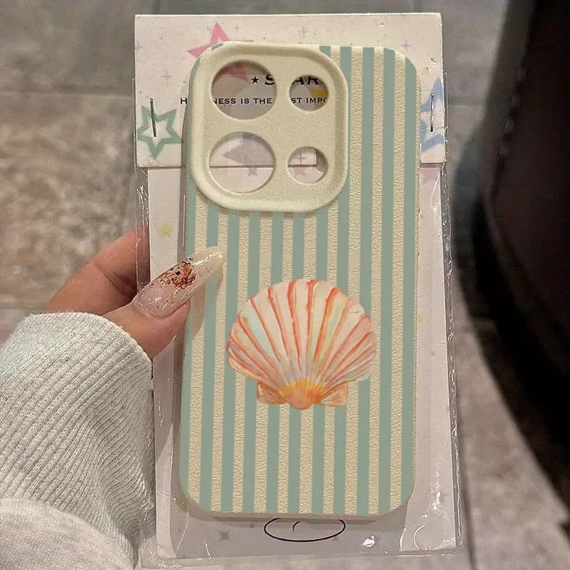 Custodia per telefono con design a strisce di conchiglia fresca per Xiaomi Poco F7 X7 X6 X5 F5 M6 Pro 4G F6 Pro 5G Custodia per paraurti con motivo litchi antiurto