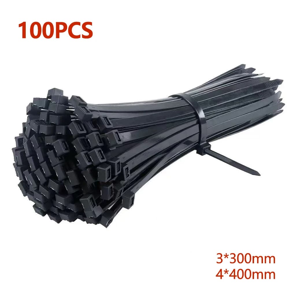 100 pezzi nero autobloccante in plastica nylon fascetta 3x300 anello di fissaggio fascetta 4x400 regolabile zip avvolge cinturino set fascette in nylon