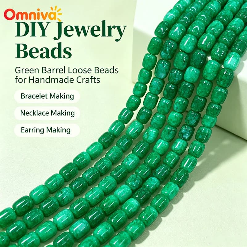 Wholesale Green Crack Ganqing Jade Barrel Beads Natural Stone DIY Bracelet Necklace Earring Bulk Handcraft Jewelry Making Supply