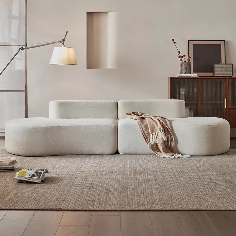 Modern Two Seat Sectional Sofa Armless Design Fabric Cover 35 Density Sponge Filling Vacuum Wrapped Construction Living Rooms