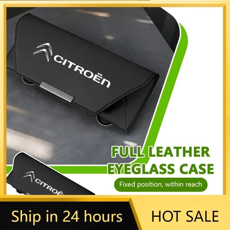 Car Sticker Car Glasses Box Leather Eyeglass Case Sun Visor Lenses Holder For Citroen C4 C3 C5 C1 C2 C6 VTS C4L DS3 DS4 DS5 Gran