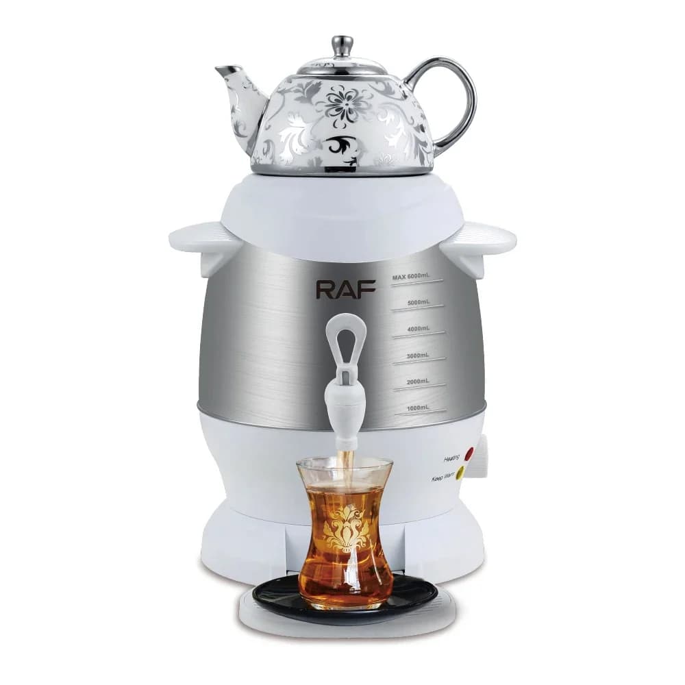 l # Popular 6 Liter Samovar Electric Teapot Elegant Russian Stainless Steel Turkish Teapot