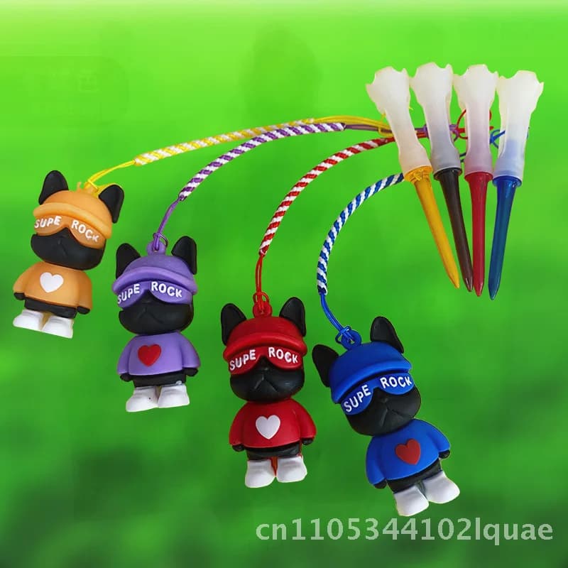 Simpatico ciondolo per cani mascherati T-shirt da golf anti-smarrimento T-shirt in gomma Accessori da golf Blu Rosso Arancione Viola - Attrezzatura da allenamento per il golf