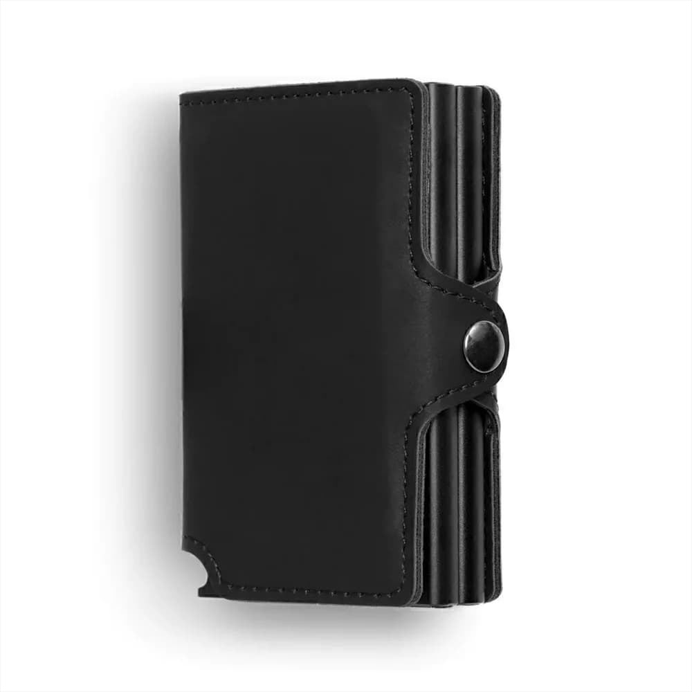Casekey Anti Rfid Dual Automatic Pop Up Portafoglio da uomo in pelle Pu Smart Card Holder Borsa doppia scatola in alluminio Tarjetero Billetera