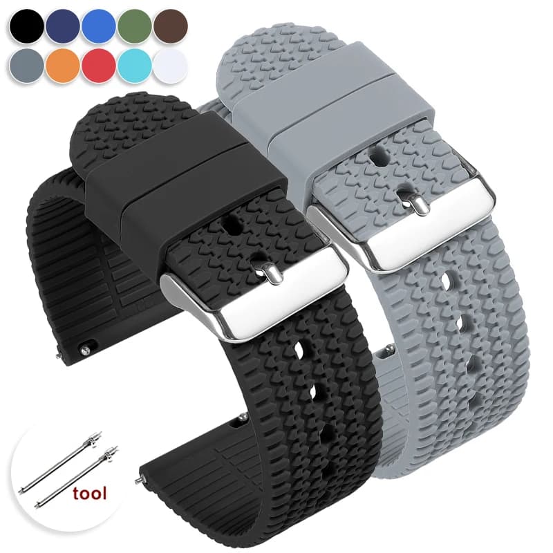 Cinturino per orologio in silicone 18mm 20mm 22mm 24mm Cinturino in gomma perforata traspirante Bracciale di ricambio impermeabile Cinturino resistente