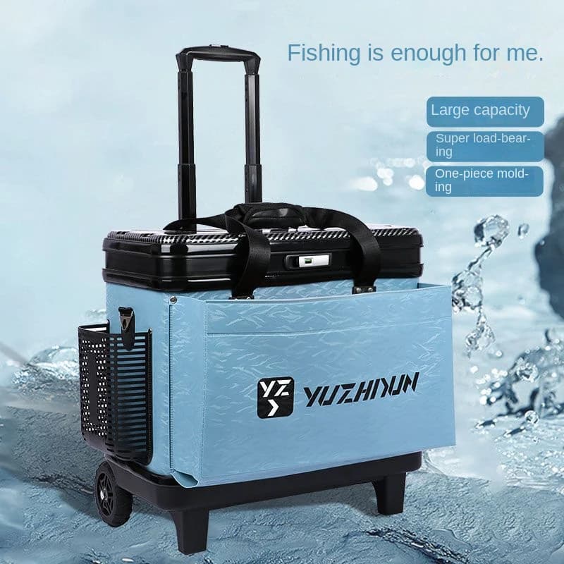 Multifunction Fishing Box with Aluminum Frame, Rigid Container for Live Fish, Esche Box, Valigia with Wheels