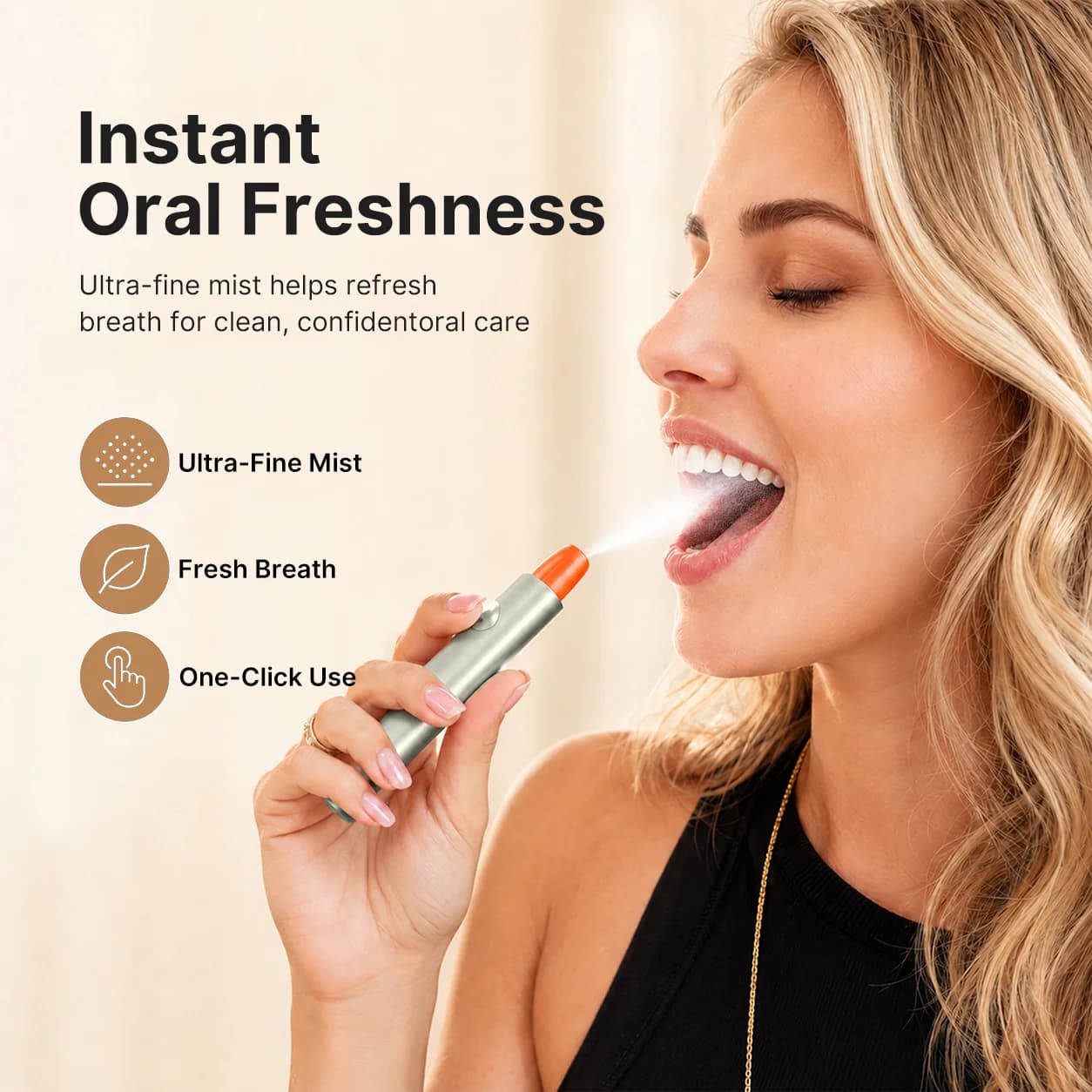 ZDEER PW13 Electric Cool Breath Spray, Probiotic Mouth Spray, Oral Spray Alcohol-Free for Fresh Breath & Dry Mouth,Rechargeable,