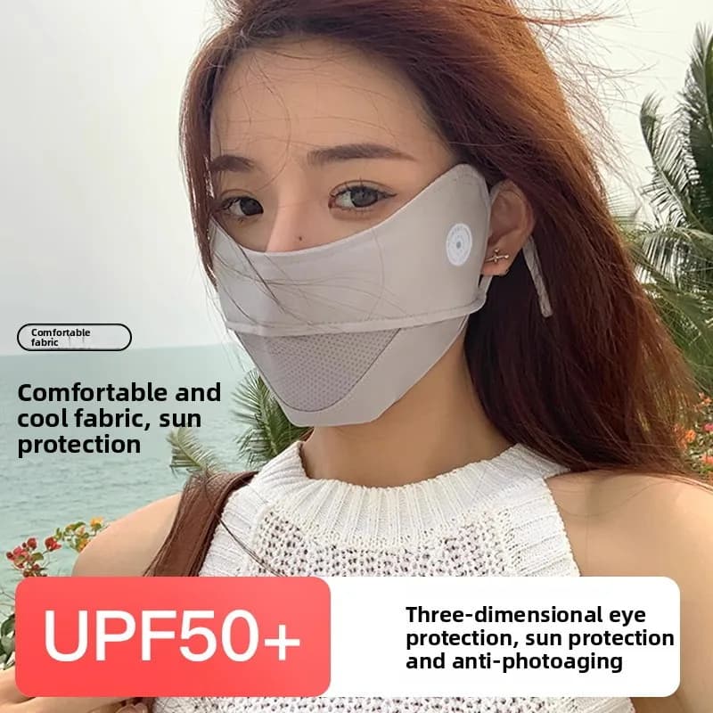 Maschera Solare Integrale da Donna, Protezione UV Estiva, Maschera in Seta Ghiaccio Traspirante per Guida, Protezione Viso Kini